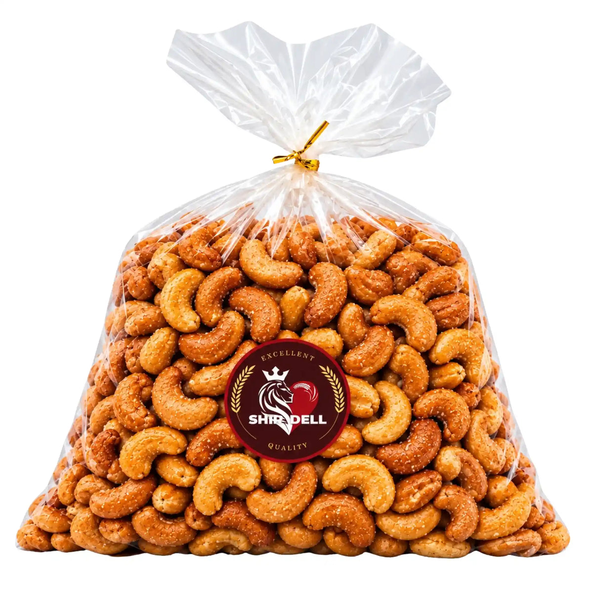Shirdell saltade och rostade cashewnötter i genomskinlig 1 kg-påse
