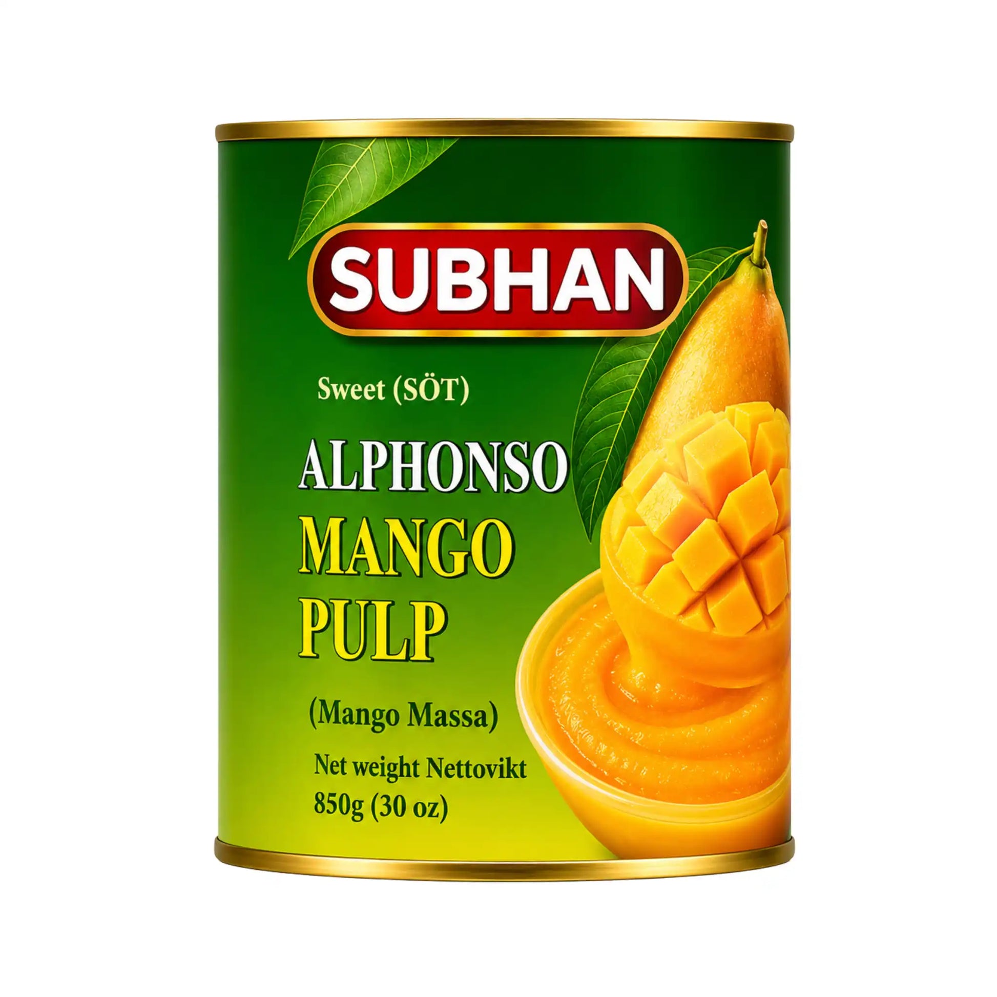 Subhan Alphonso mangopuré i burk, 850 g