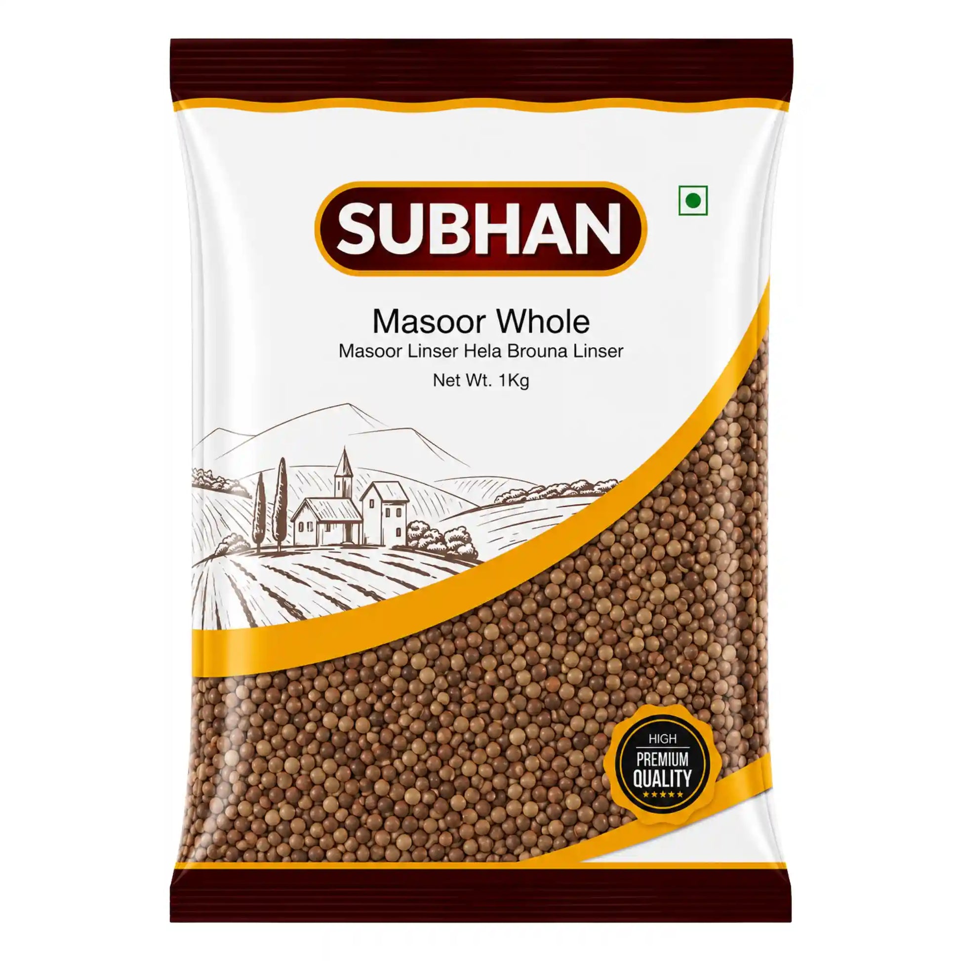 Bruna masoorlinser i påse, Subhan, 1 kg.
