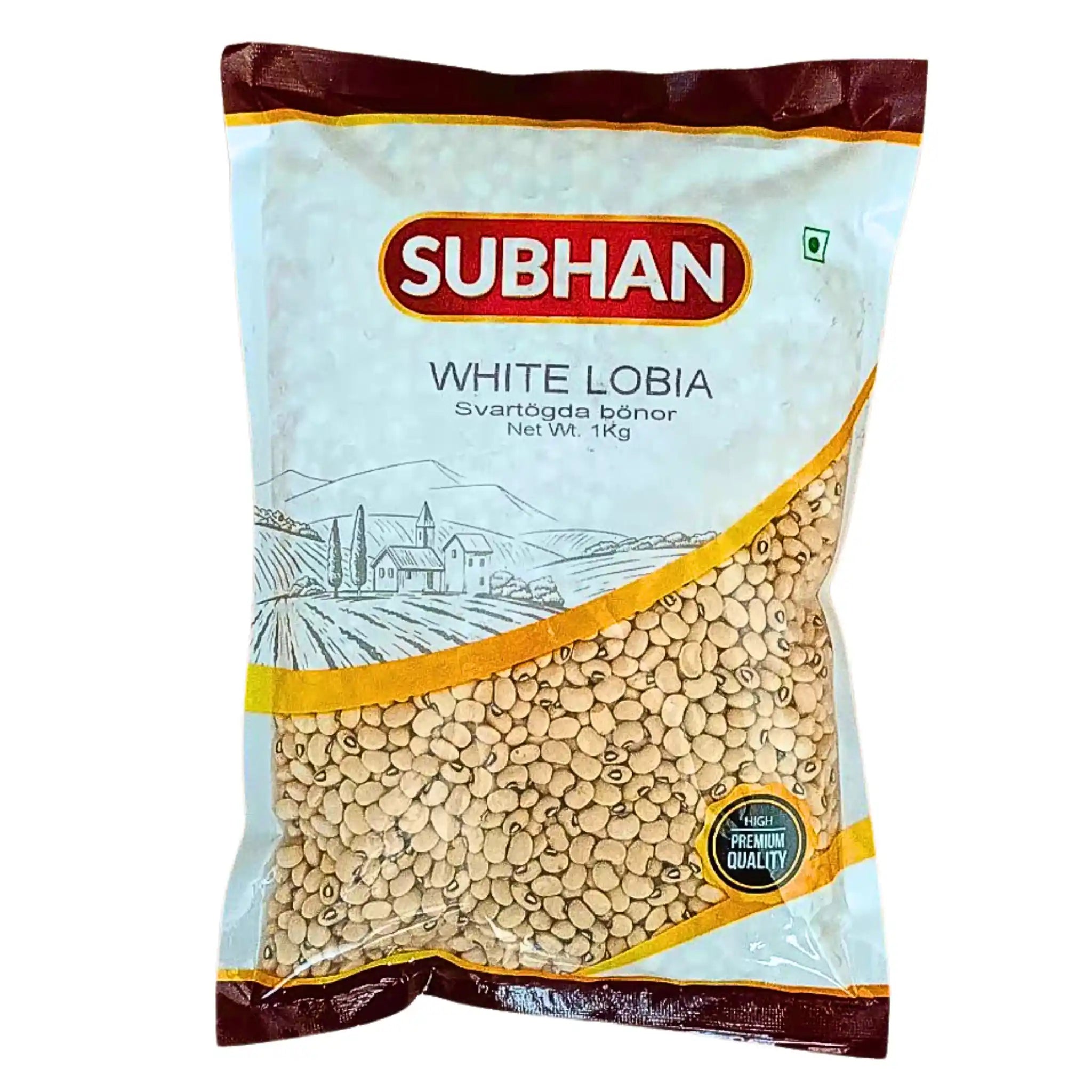 Subhan White Lobia svartögda bönor 1kg i förpackning, orientaliska baljväxter