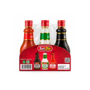 SunDip 3i1 såsflaskor med soja, vinäger och chili, 120 ml per flaska