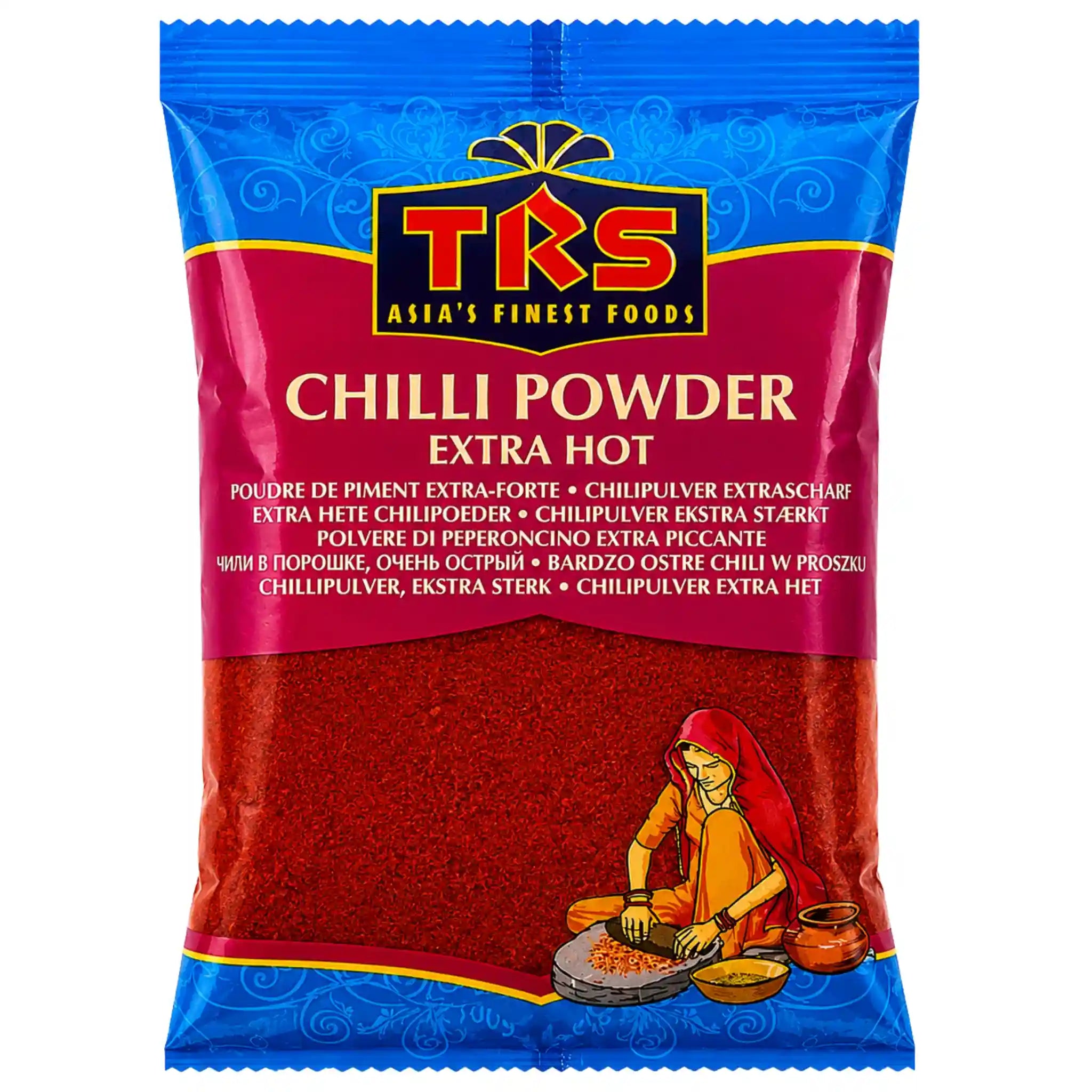 TRS chilipepparpulver extra starkt i blå och röd påse, 400 g