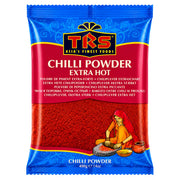 TRS chilipulver extra stark, röd pulver i blå förpackning, 400 g