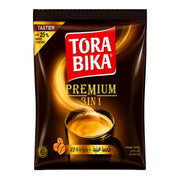 Kaffe­påse Tora Bika Premium 3-i-1 med koppillustration, mörkbrun förpackning