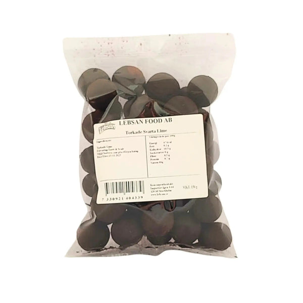 Torkade svarta lime i genomskinlig plastpåse, orientaliska kryddor 150g