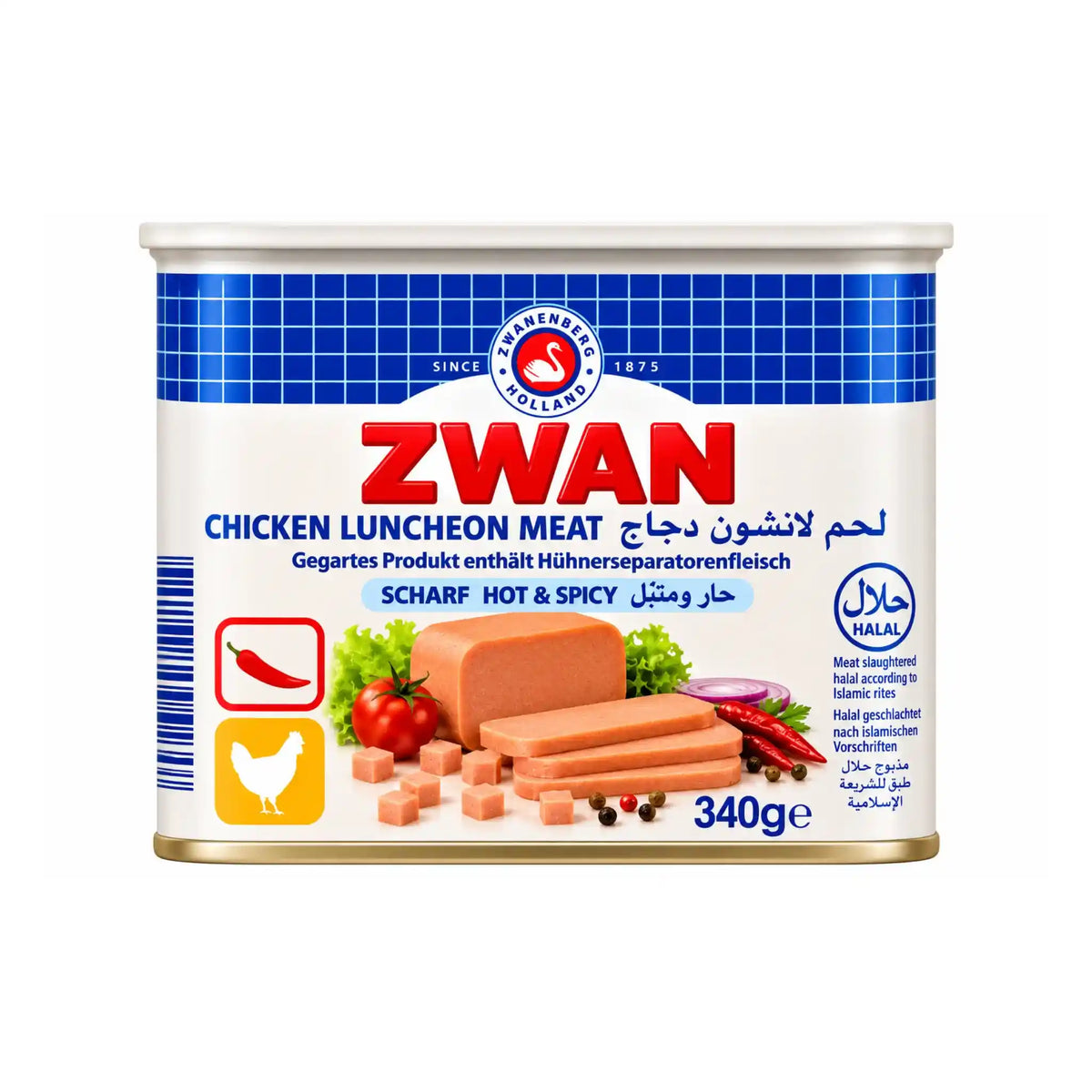 Kycklinglunchkött mortadella på burk, Zwan, 340 g