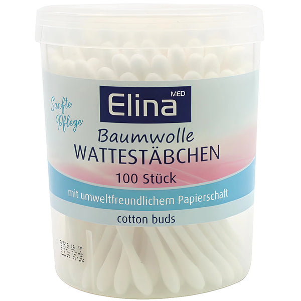 Cotton swabs 100 paper Elina round container